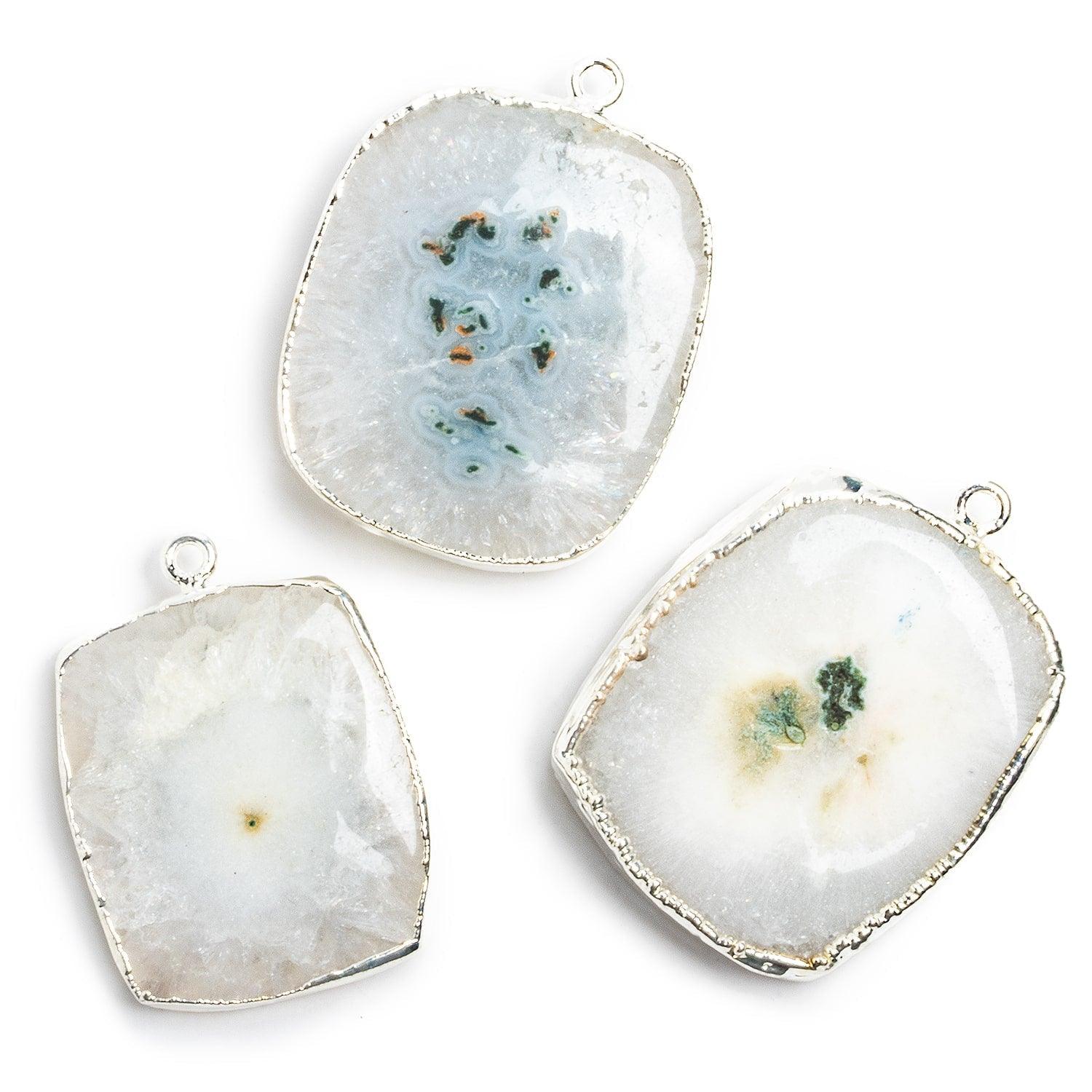 34x29mm Silver Leafed Solar Quartz Rectangle Pendant 1 piece - The Bead Traders