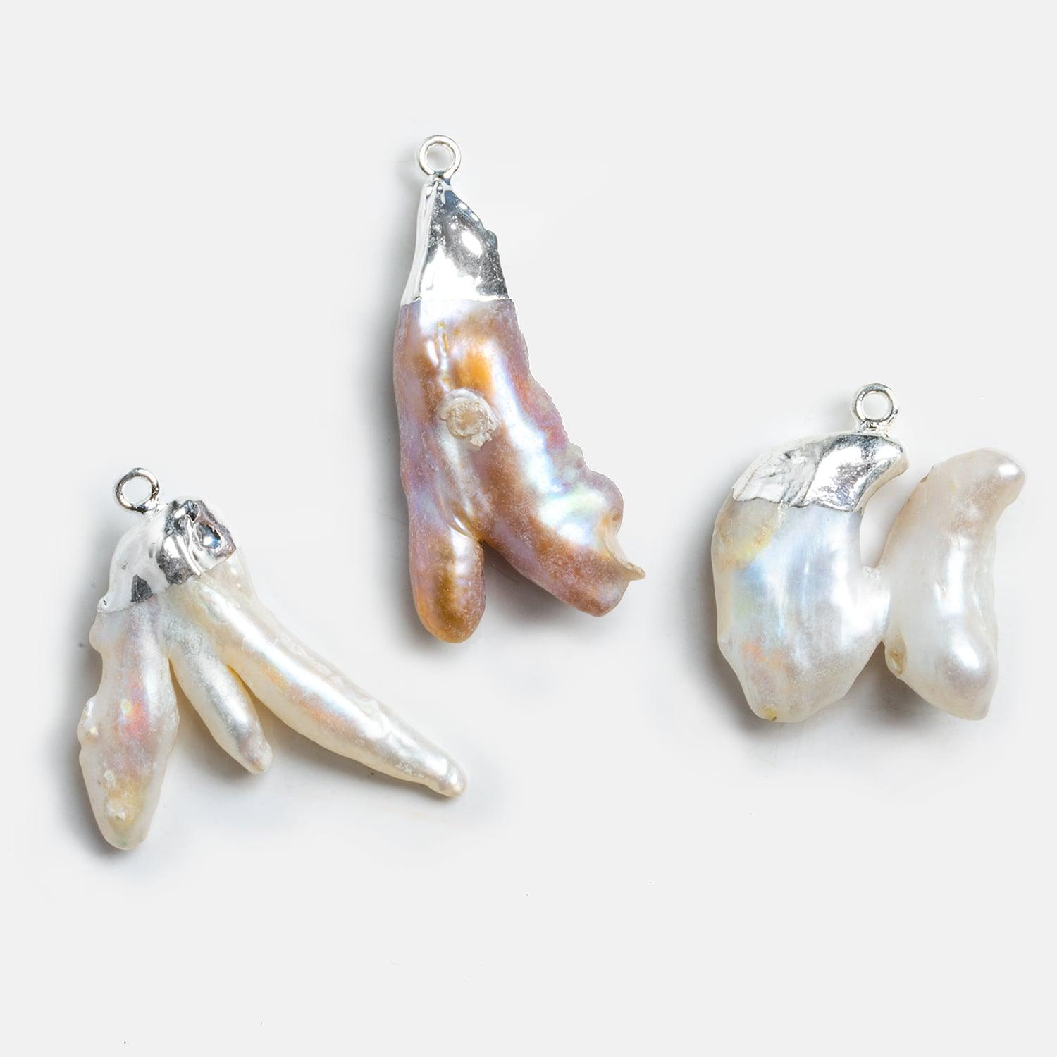 34x32mm Silver Leafed Pearl Pendant 1 piece - The Bead Traders