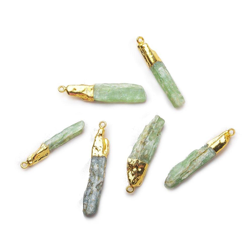 34x6mm Gold Leafed Green Kyanite Natural Crystal Pendant 1 piece - The Bead Traders