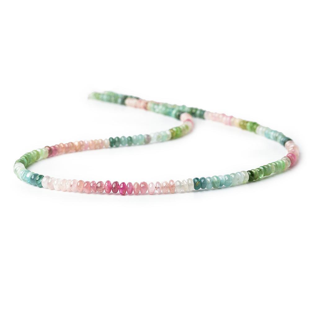 3.5-4.5mm MultiColor Tourmaline plain rondelle Beads 18 inch 200 pieces - The Bead Traders