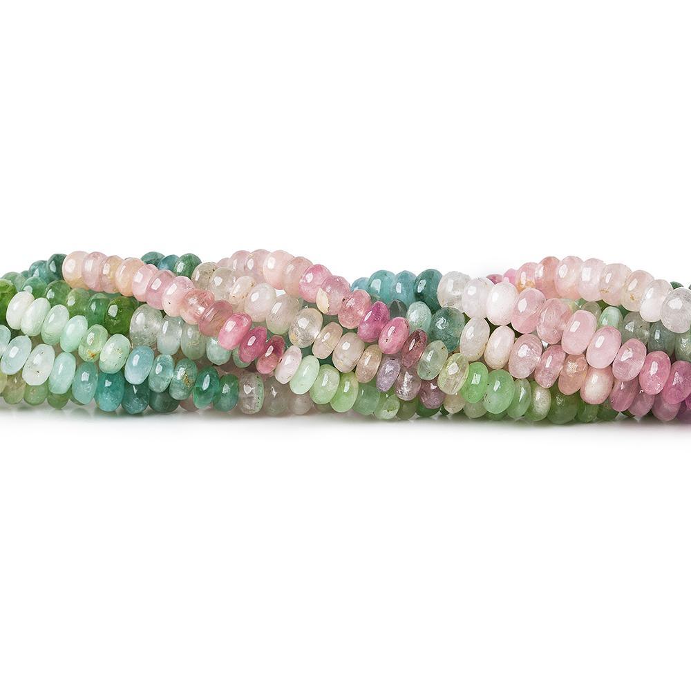 3.5-4.5mm MultiColor Tourmaline plain rondelle Beads 18 inch 200 pieces - The Bead Traders