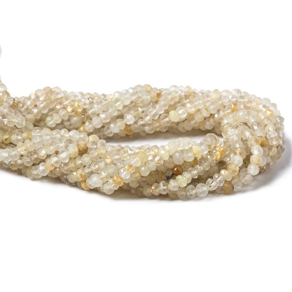 3.5-4mm Golden Rutilated Quartz Faceted Rondelle Beads 13.5 inch 116 pieces - The Bead Traders