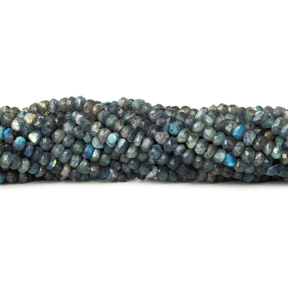 3.5-4mm Indigo Labradorite faceted rondelles 13 inch 117 beads - The Bead Traders