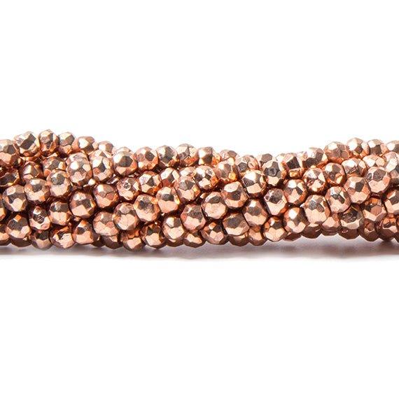 3.5-4mm Metallic Copper Rose plated Pyrite faceted rondelle Beads 100 pcs - The Bead Traders