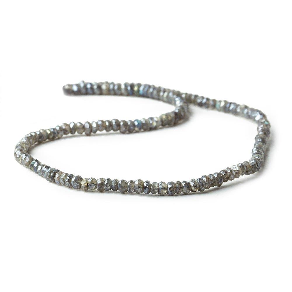 3.5-4mm Metallic Dark Labradorite faceted rondelles 13 inch 130 beads - The Bead Traders
