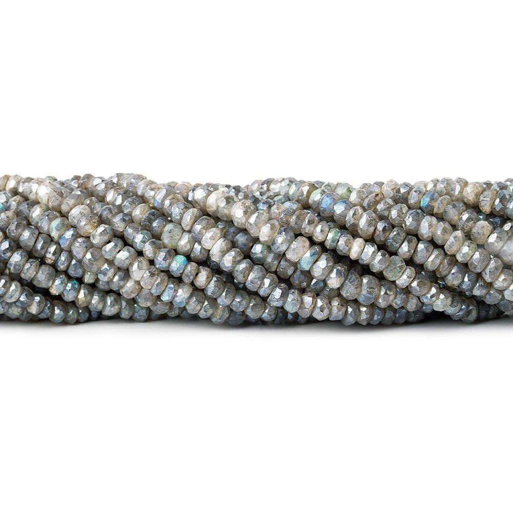 3.5-4mm Metallic Labradorite faceted rondelles 13 inch 130 beads - The Bead Traders