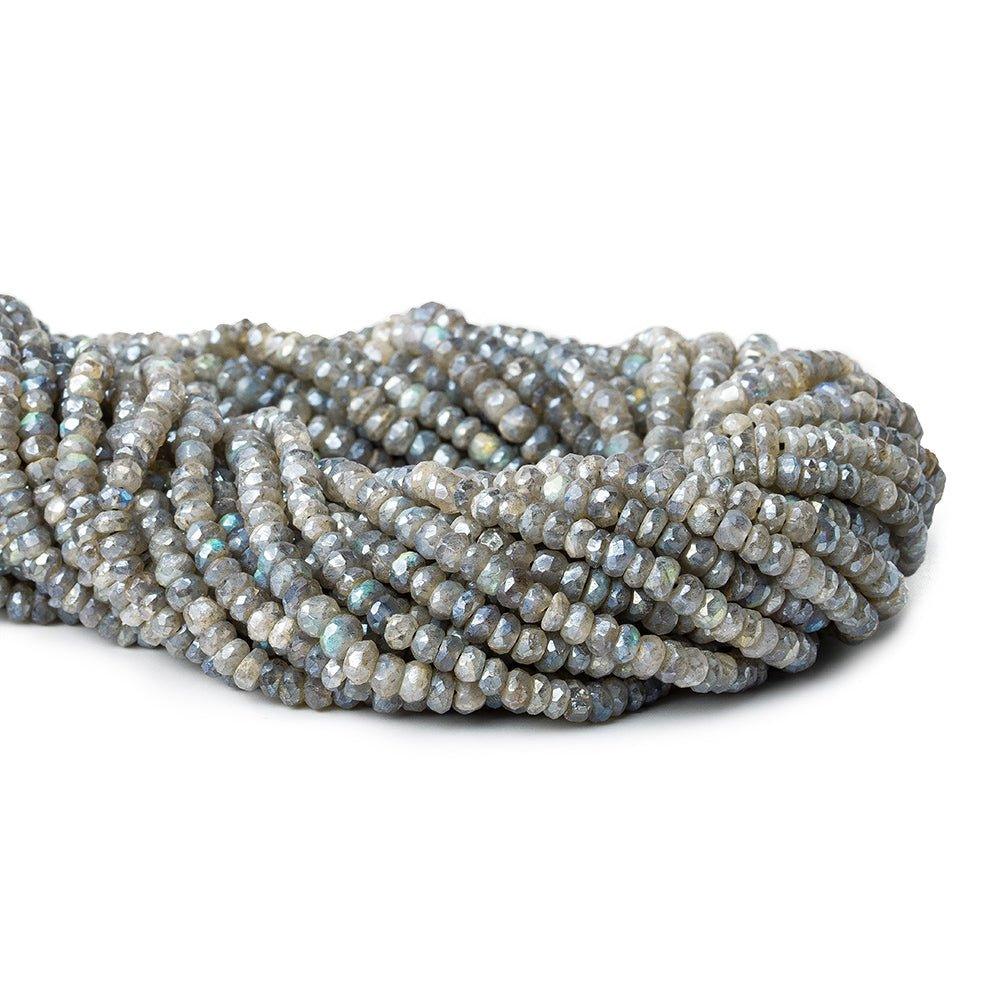 3.5-4mm Metallic Labradorite faceted rondelles 13 inch 130 beads - The Bead Traders