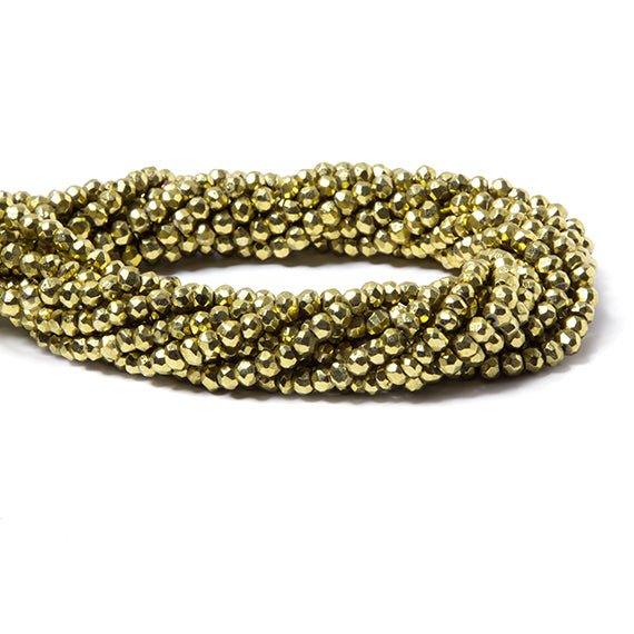 3.5-4mm Metallic Olive Green plated Pyrite faceted rondelle Beads 118 pcs - The Bead Traders