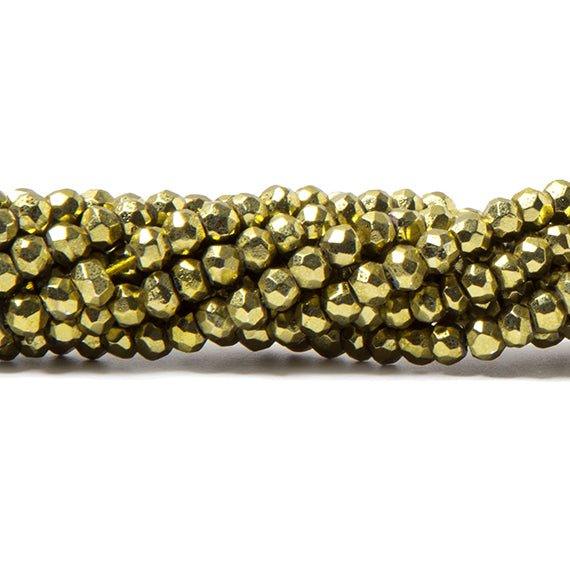 3.5-4mm Metallic Olive Green plated Pyrite faceted rondelle Beads 118 pcs - The Bead Traders