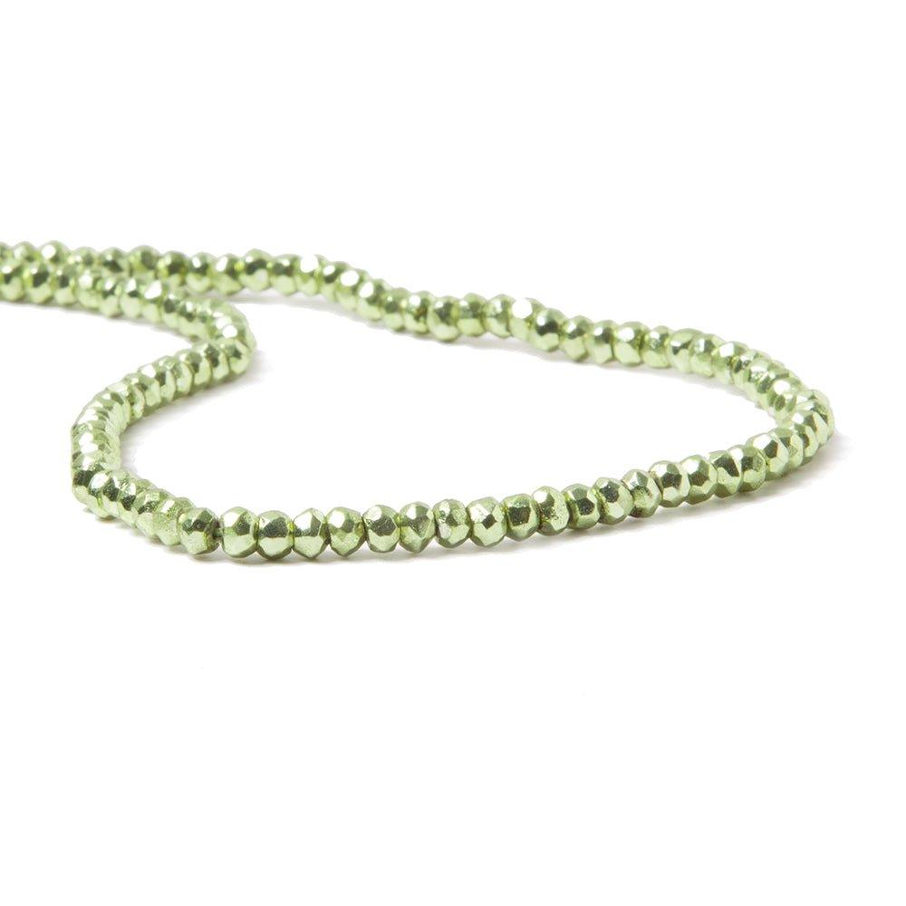 3.5-4mm Metallic Spring Green plated Pyrite faceted rondelle Beads 115 pcs - The Bead Traders