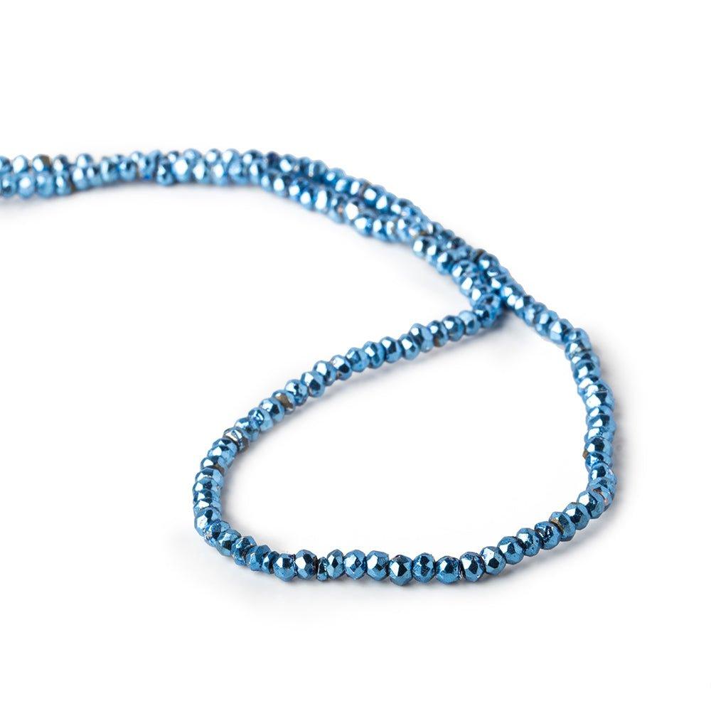 3.5-4mm Metallic Swiss Blue plated Pyrite faceted rondelles 12.5 inch 138 beads - The Bead Traders