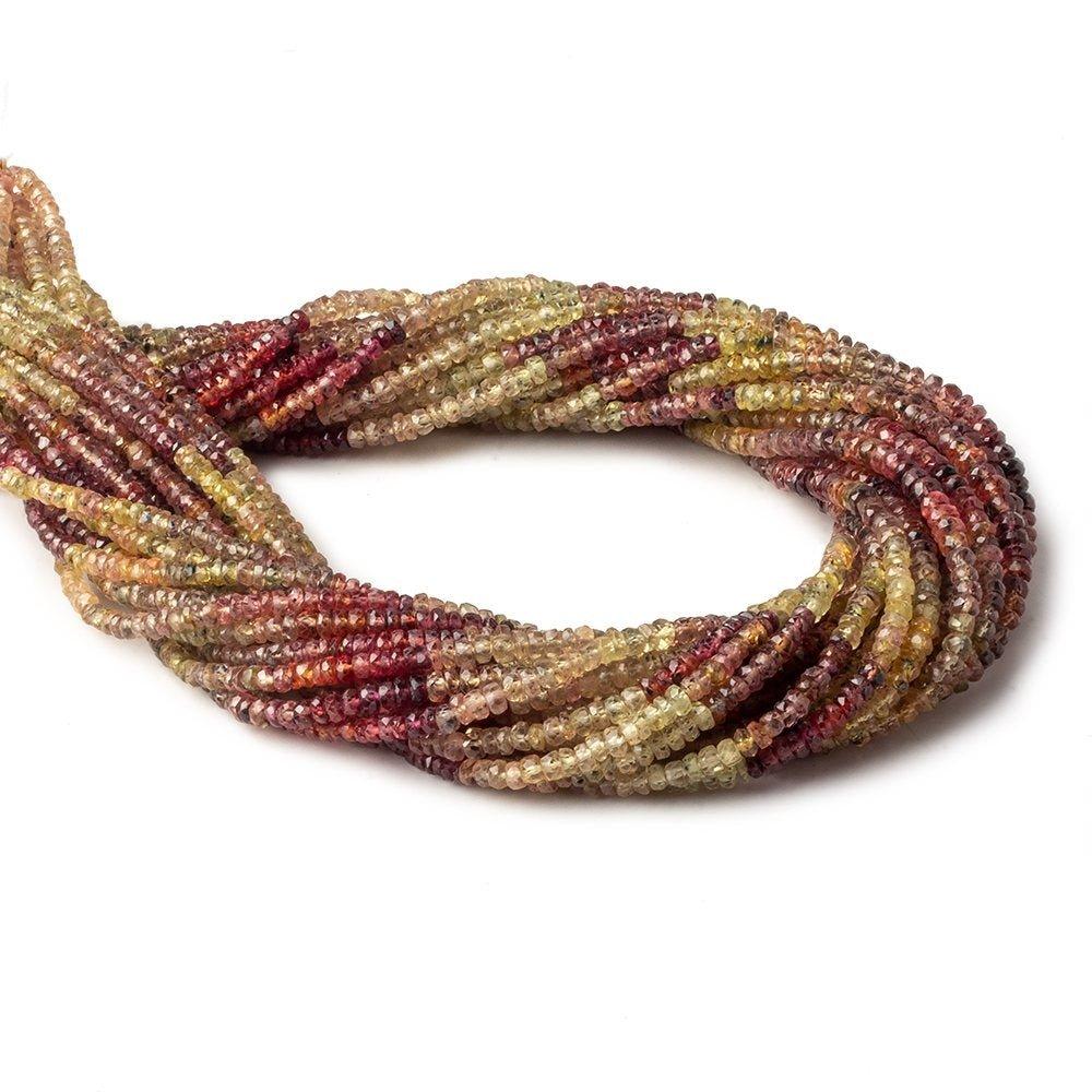 3.5-4mm Multi Color Songea Sapphire rondelles 18 inch 245 beads A Grade - The Bead Traders