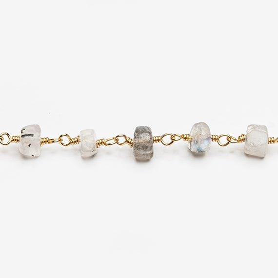 3.5-4mm MultiGemstone Gold Wire Wrapped Rosary Chain by the foot - The Bead Traders