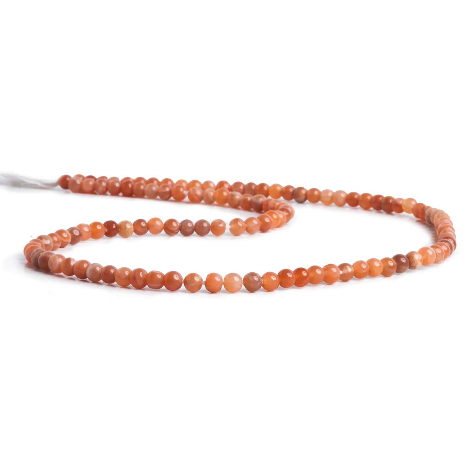 3.5-4mm Peach Moonstone Handcut Rounds 12 inch 90 pieces - The Bead Traders