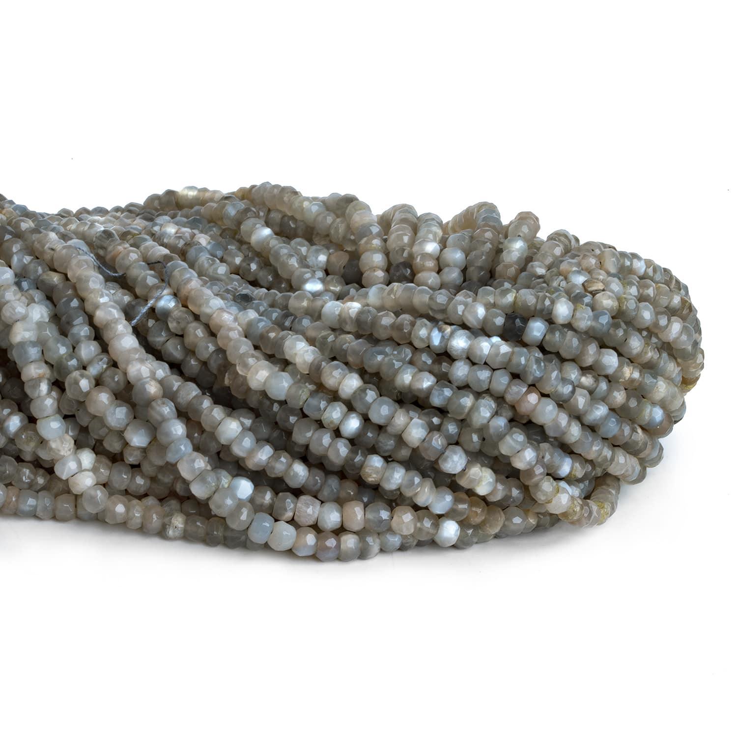 3.5-4mm Platinum Moonstone faceted rondelle beads 13 inch 110 pieces - The Bead Traders