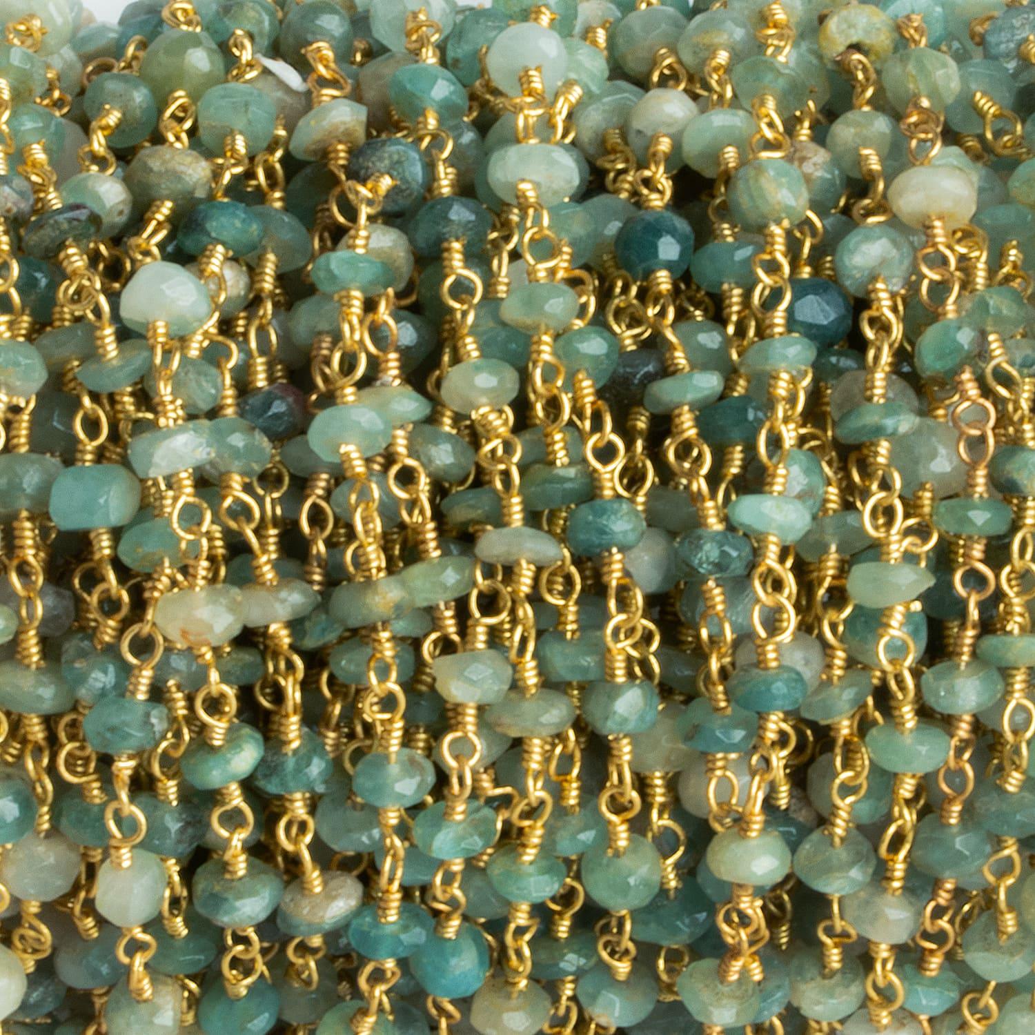 3.5-4mm Sapphire Rondelle Gold Chain 37 pieces - The Bead Traders
