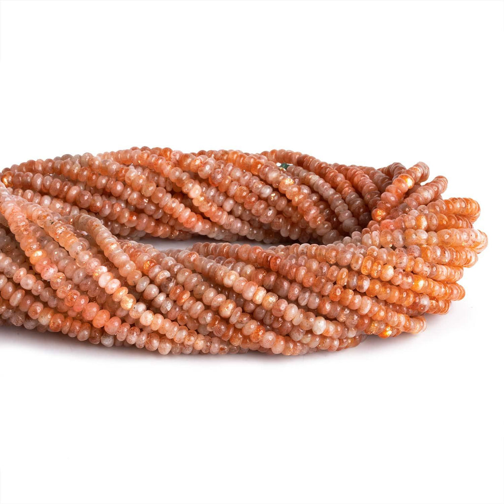 3.5-4mm Sunstone Plain Rondelles 14 inch 130 beads - The Bead Traders