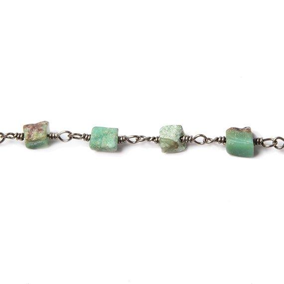 3.5-5mm Chrysoprase plain squares Black Gold Chain by the foot 28 pcs - The Bead Traders