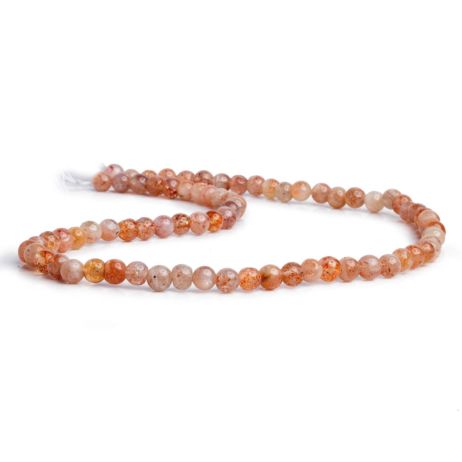 3.5-5mm Sunstone Handcut Rounds 12 inch 70 pieces - The Bead Traders