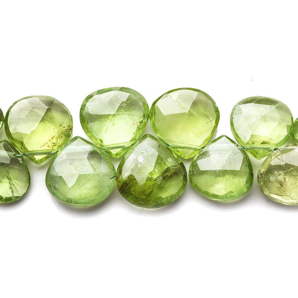 3.5-9mm Peridot faceted heart briolette beads 16 inch 103 pieces - The Bead Traders