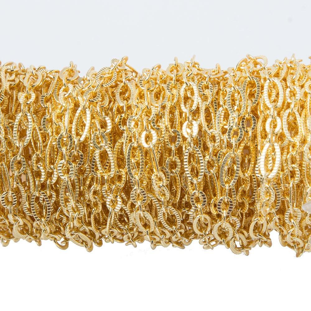 3.5mm 22kt Gold plated Multiple Corrugated Oval Link Chain by the Foot - The Bead Traders