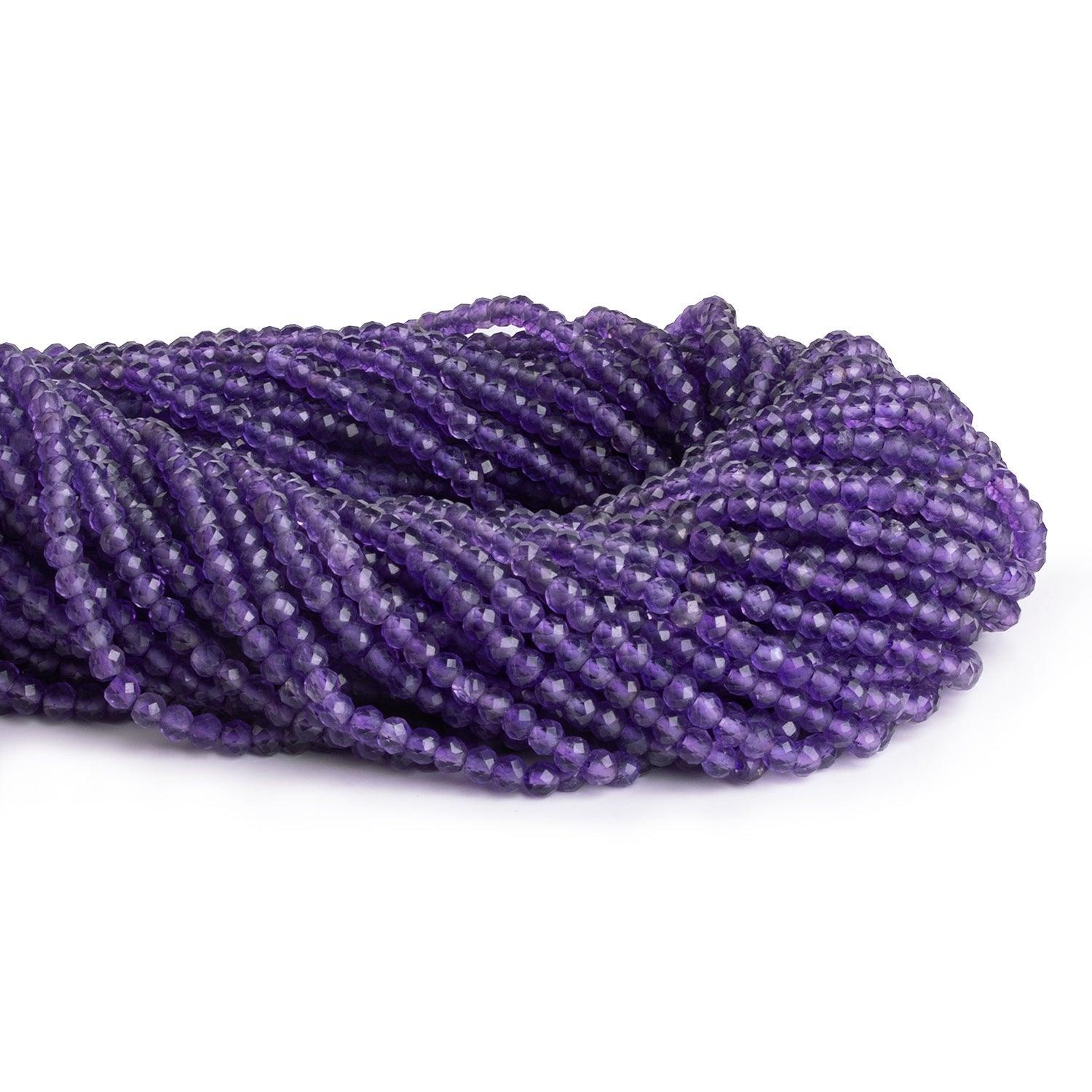 3.5mm African Amethyst Microfaceted Round Beads 12 inch 95 pieces - The Bead Traders