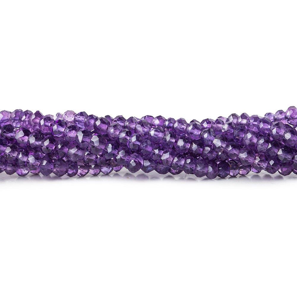 3.5mm Amethyst faceted rondelles 13.5 inch 135 beads - The Bead Traders