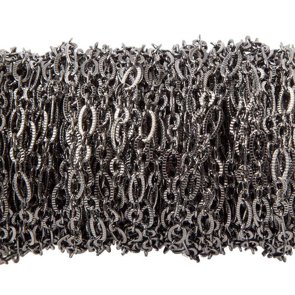3.5mm Black Gold plated Multiple Corrugated Oval Link Chain by the Foot - The Bead Traders