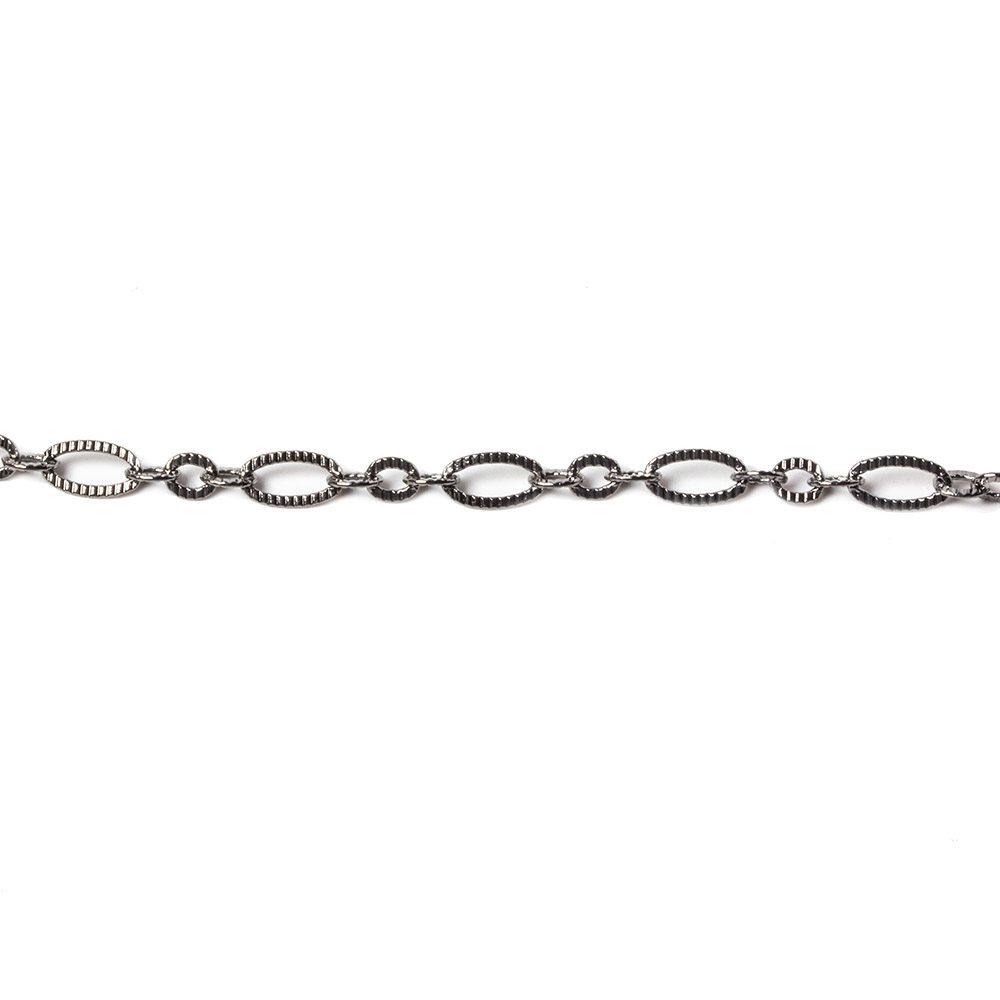 3.5mm Black Gold plated Multiple Corrugated Oval Link Chain by the Foot - The Bead Traders