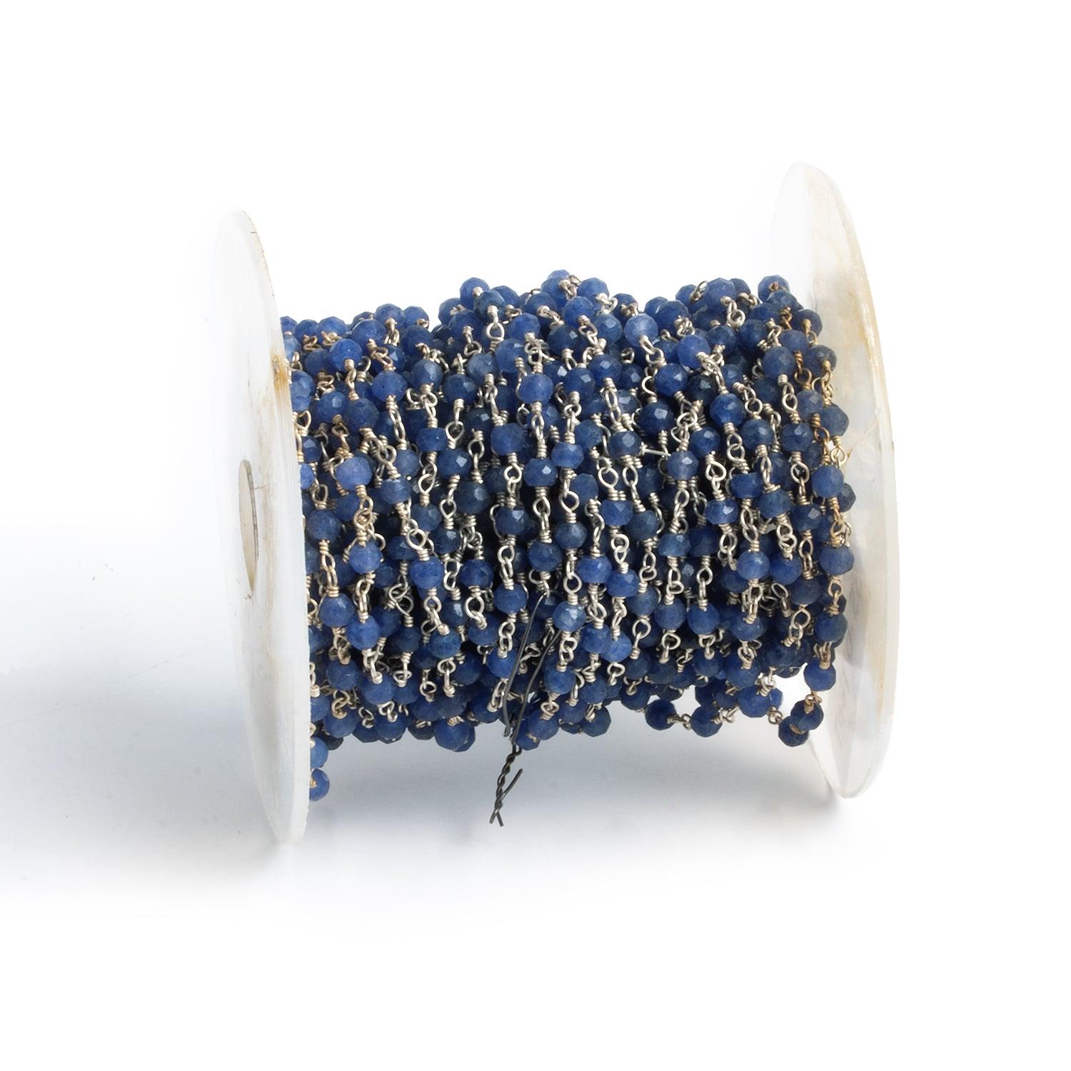 3.5mm Blue Quartz Rondelle Silver Chain - Lot of 34ft - The Bead Traders