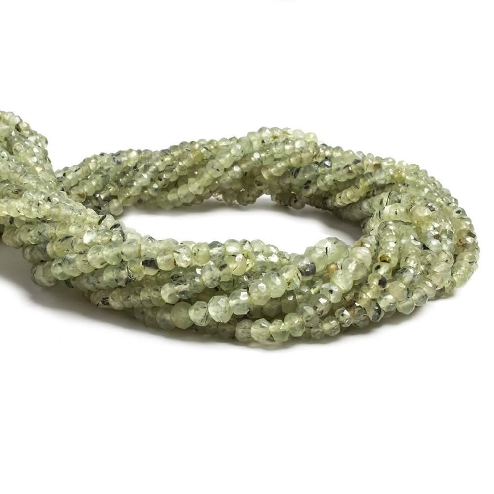 3.5mm Green Prehnite faceted rondelle beads 13 inch 130 pieces - The Bead Traders