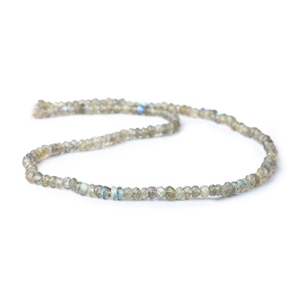 3.5mm Labradorite faceted rondelles 12.5 inch 148 beads - The Bead Traders