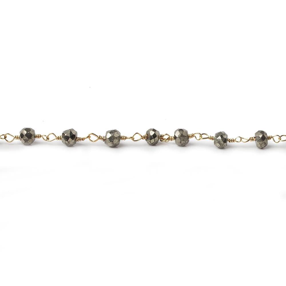 3.5mm Metallic Gold plated Pyrite & Pyrite Gold plated Chain by the foot - The Bead Traders