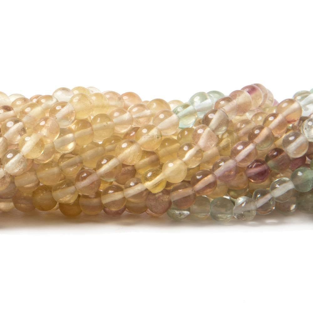 3.5mm Multi Color Fluorite plain round beads 14 inch 110 pieces - The Bead Traders
