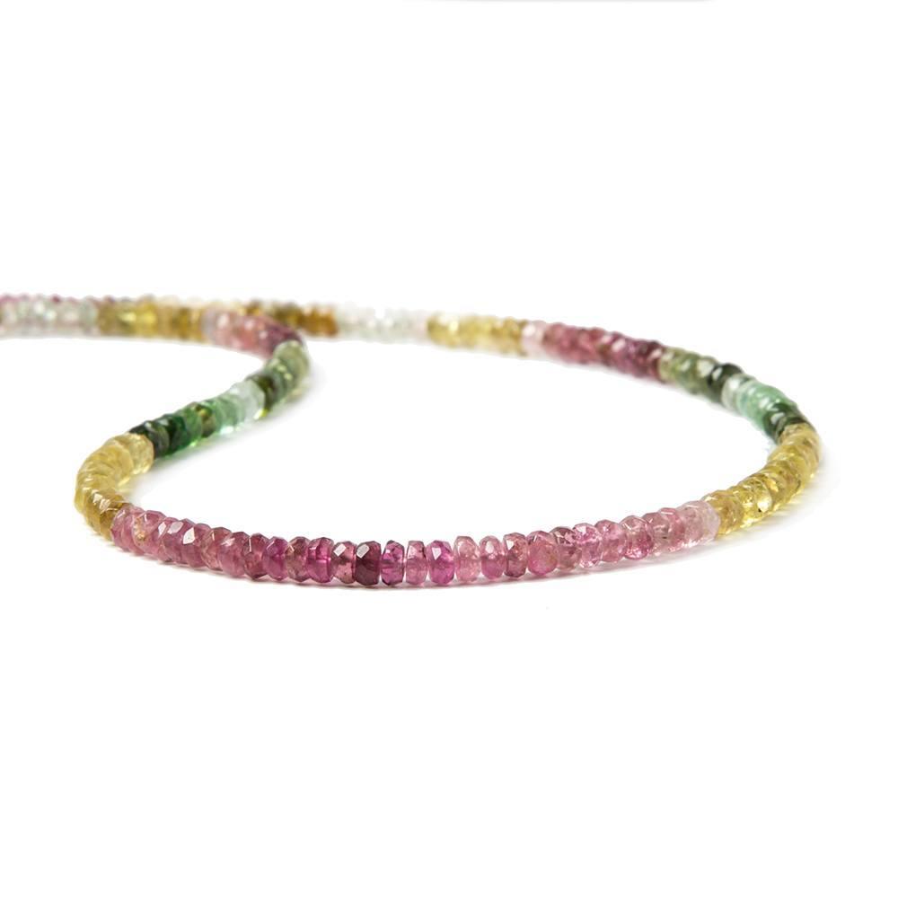 3.5mm Multi Color Tourmaline faceted rondelle beads 16 inch 215 pieces - The Bead Traders