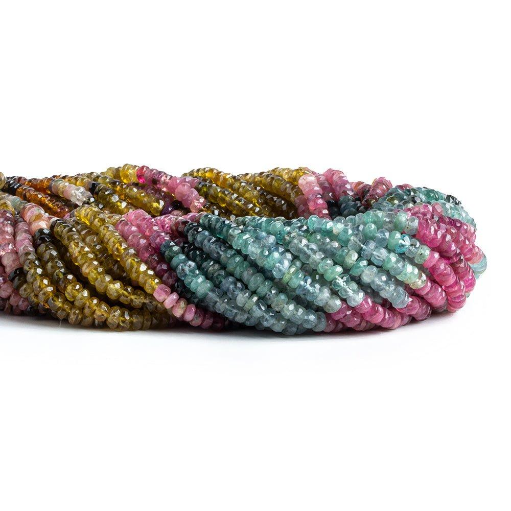 3.5mm Multi Color Tourmaline Faceted Rondelles 13 inch 200 beads - The Bead Traders