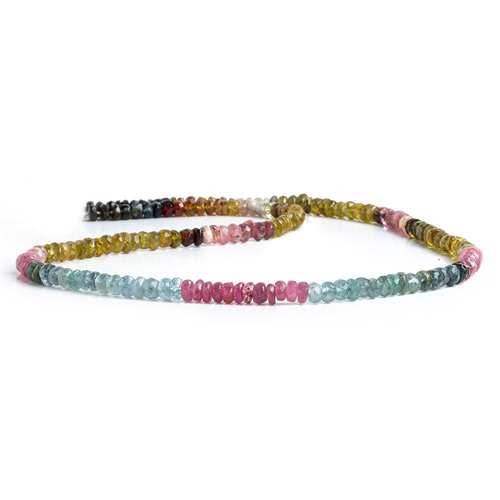 3.5mm Multi Color Tourmaline Faceted Rondelles 13 inch 200 beads - The Bead Traders