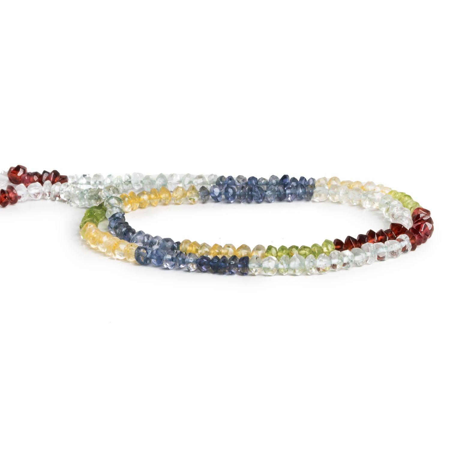 3.5mm Multi Gemstone Handcut Rondelles 14 inch 170 beads - The Bead Traders