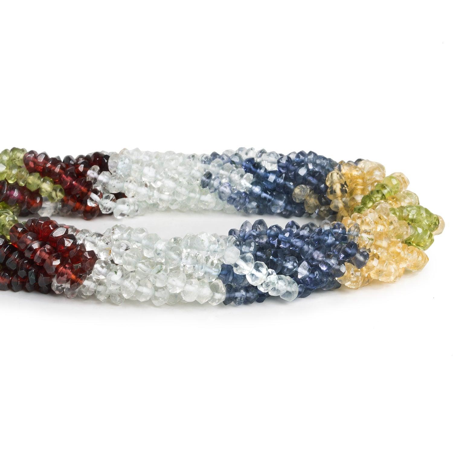 3.5mm Multi Gemstone Handcut Rondelles 14 inch 170 beads - The Bead Traders