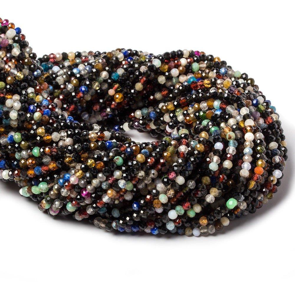 3.5mm Multi Gemstone Mirco-faceted rounds 13 inch 95 beads - The Bead Traders