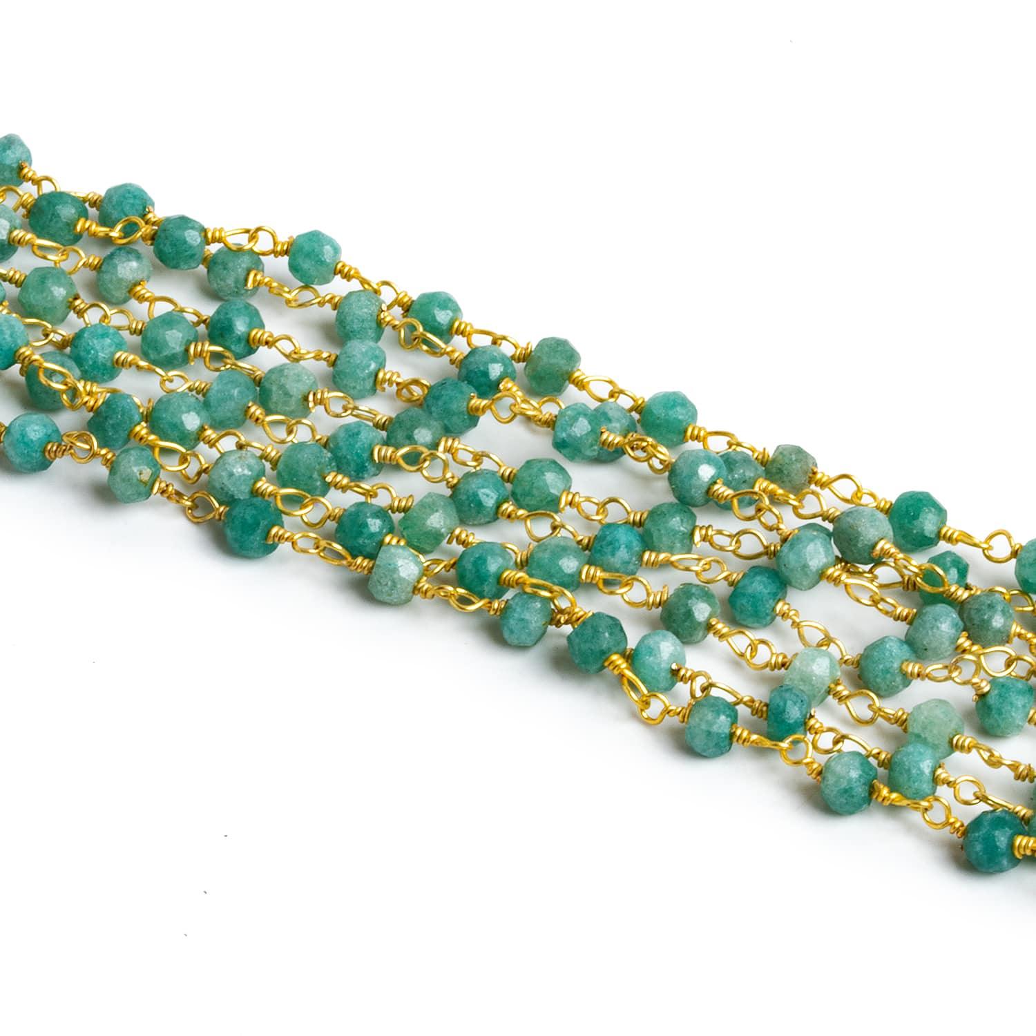 3.5mm Mystic Green Onyx Rondelle Gold Chain - Lot of 5ft - The Bead Traders