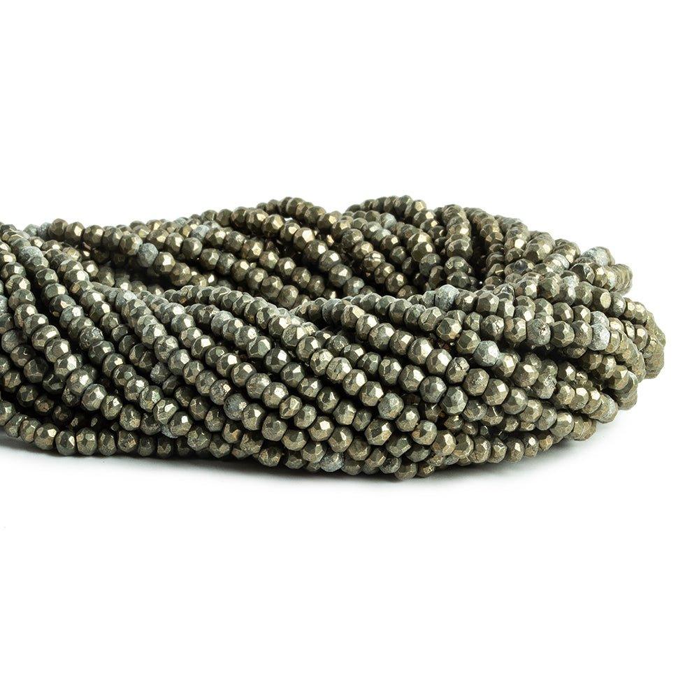 3.5mm Pyrite faceted rondelle beads 13 inch 119 pieces - The Bead Traders