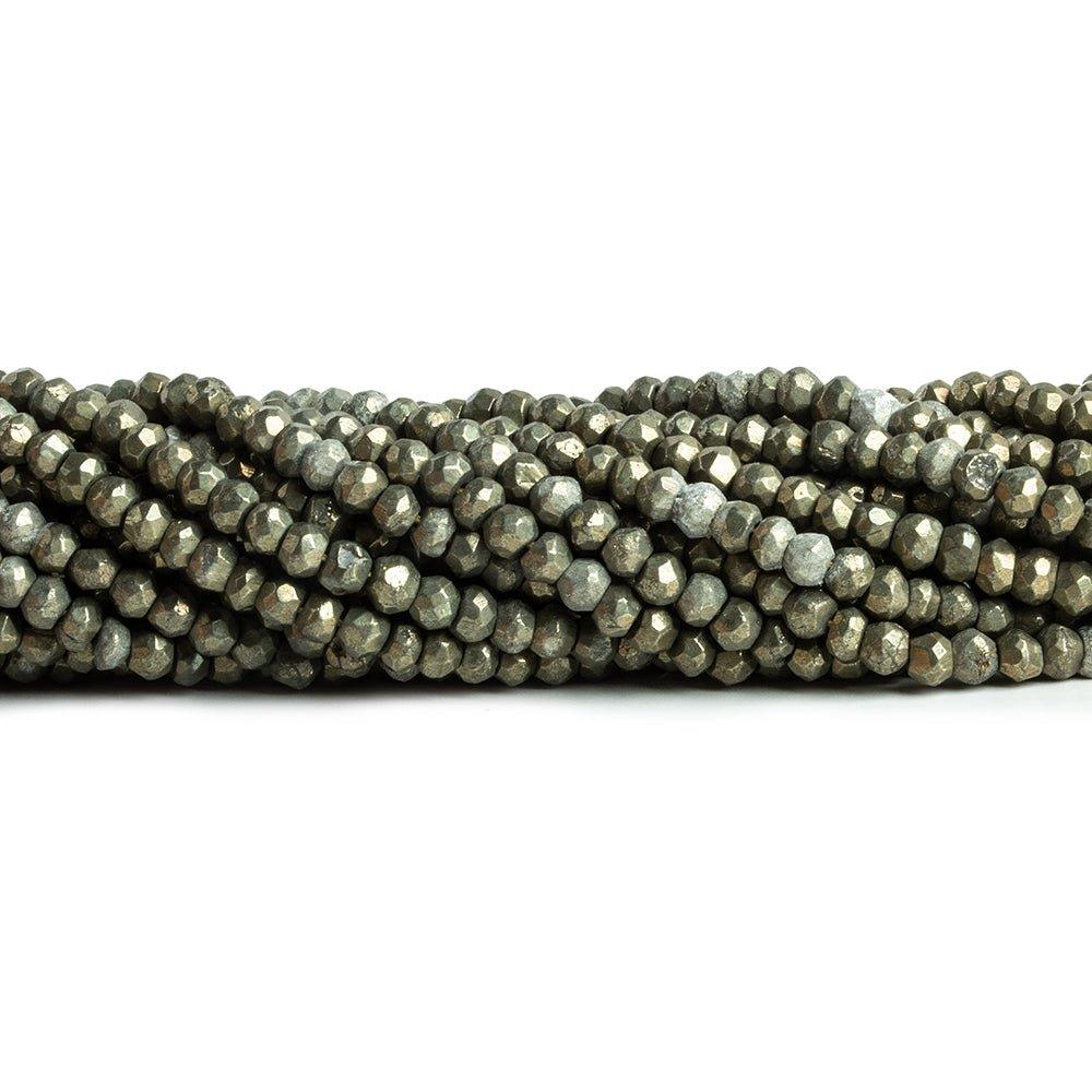 3.5mm Pyrite faceted rondelle beads 13 inch 119 pieces - The Bead Traders