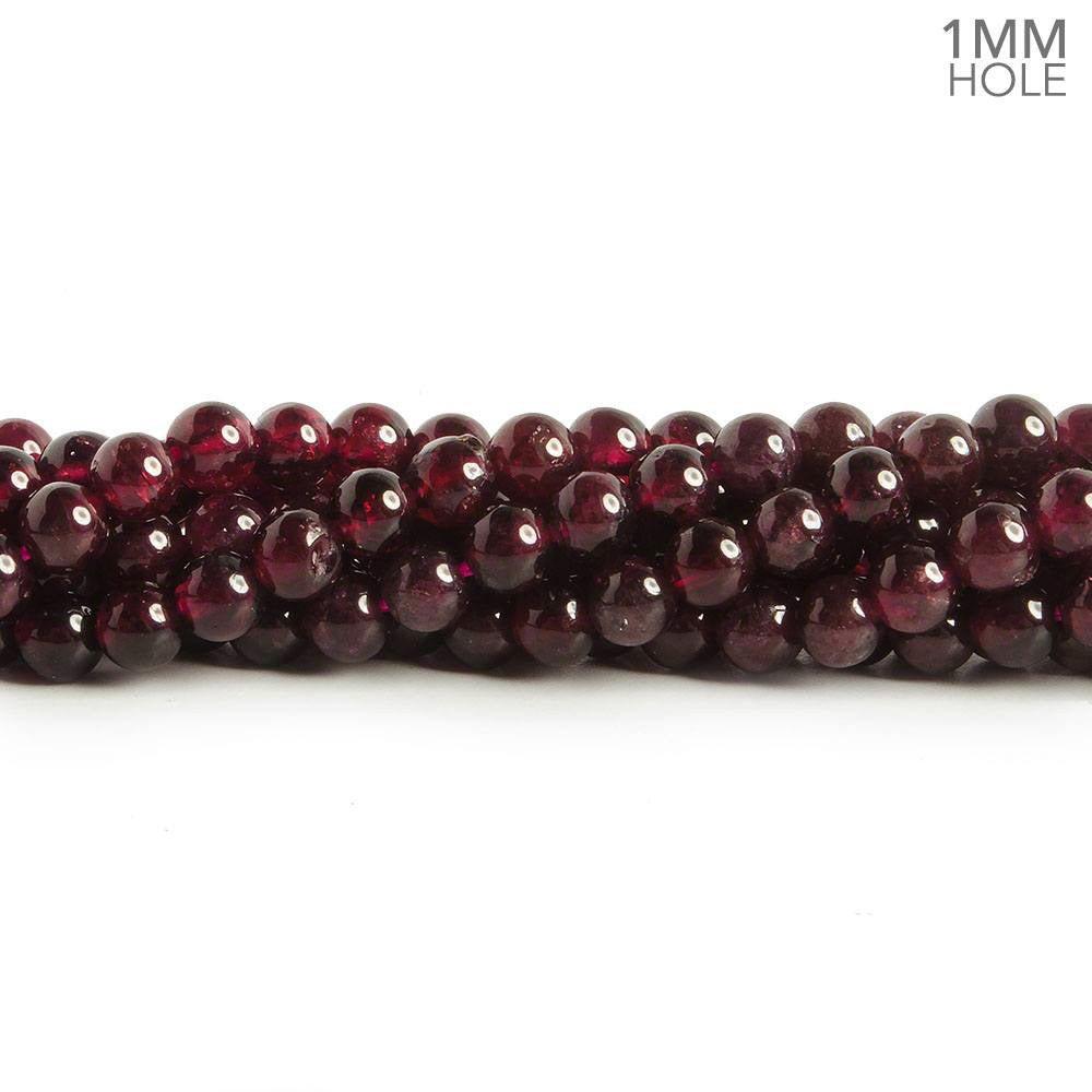 3.5mm Red Garnet plain round beads 15.5 inch 105 pieces - The Bead Traders