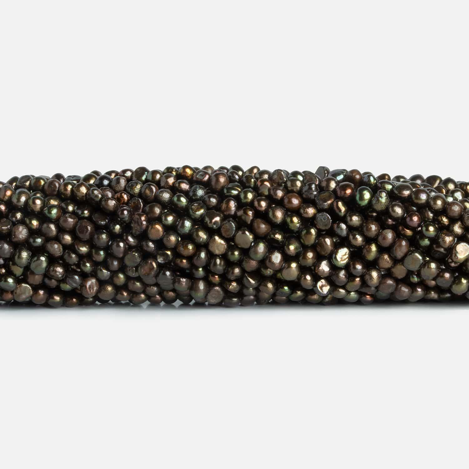 3.5x2.5mm Green Brown Baroque Pearls 15 inch 140 pieces - The Bead Traders