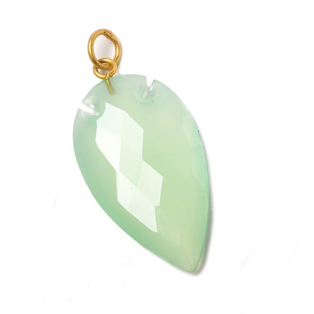36x20mm Citrus Green Chalcedony Faceted Arrowhead Focal Pendant 1 piece - The Bead Traders