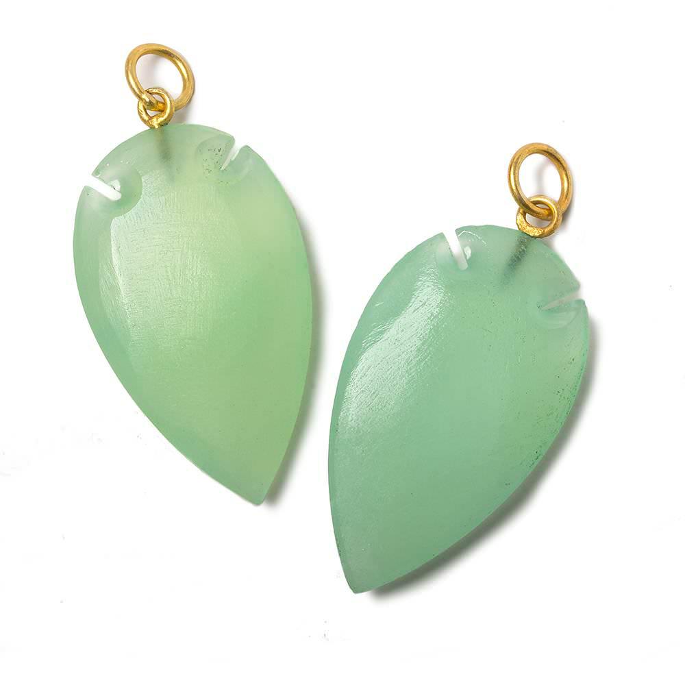 36x20mm Citrus Green Chalcedony Matte Arrowhead Focal Pendant 1 piece - The Bead Traders
