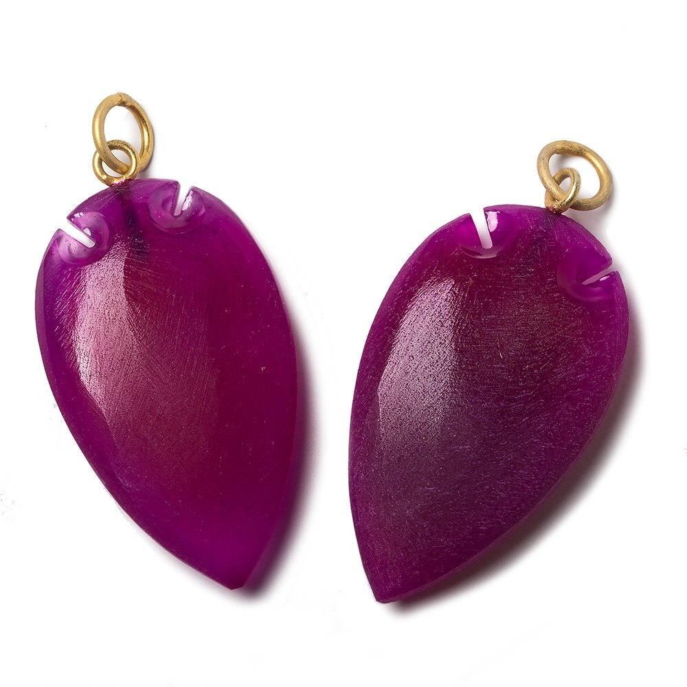 36x20mm Fuschia Purple Chalcedony Matte Arrowhead Focal Pendant 1 piece - The Bead Traders