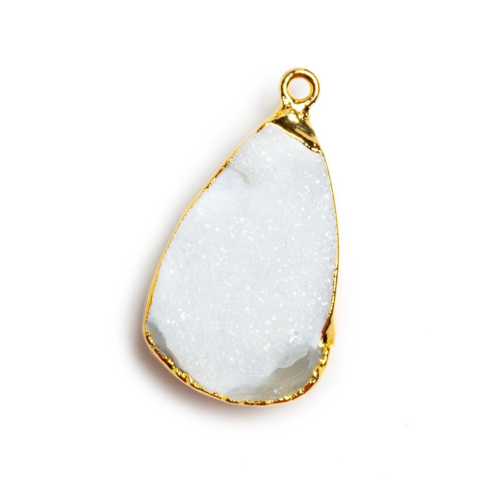 36x20mm Gold Leafed White Drusy Pear Pendant 1 Bead - The Bead Traders