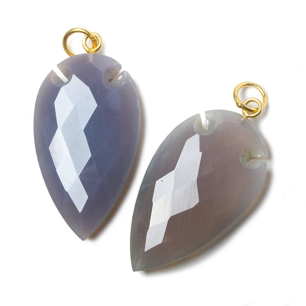 36x20mm Violet Grey Chalcedony Faceted Arrowhead Focal Pendant 1 piece - The Bead Traders